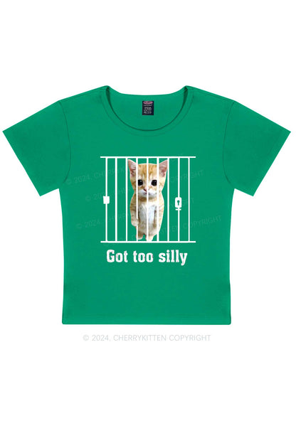 Got Too Silly Cat Y2K Baby Tee Cherrykitten