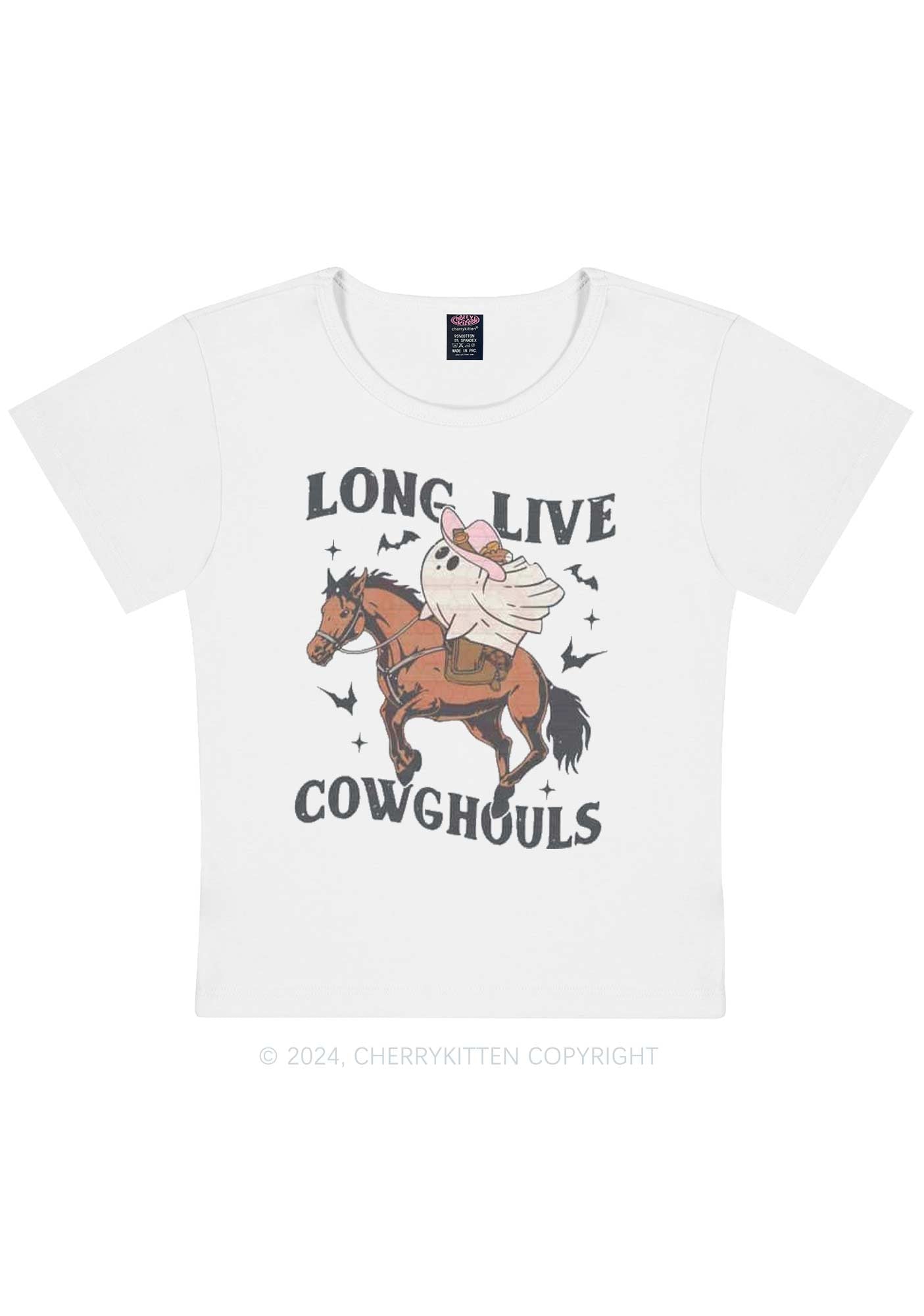 Halloween Long Live Cowghouls Y2K Baby Tee Cherrykitten