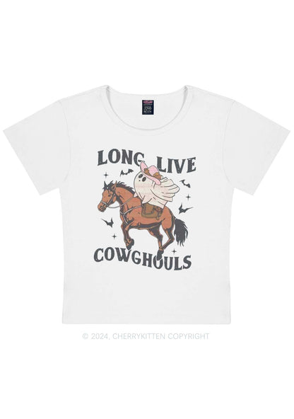 Halloween Long Live Cowghouls Y2K Baby Tee Cherrykitten