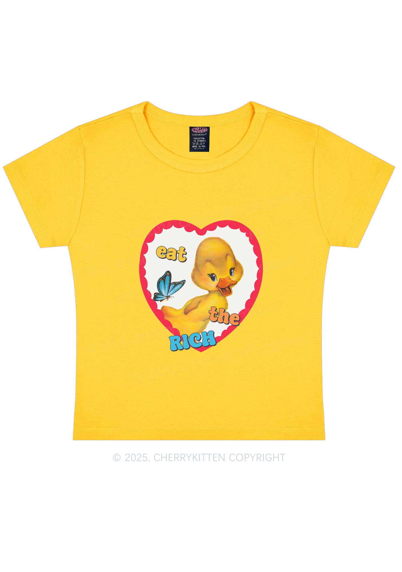 Eat The Rich Duck Y2K Baby Tee Cherrykitten