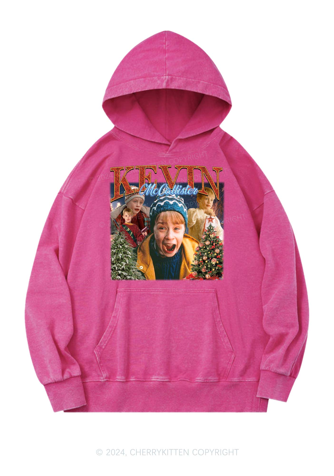 Christmas Characters Y2K Washed Hoodie Cherrykitten