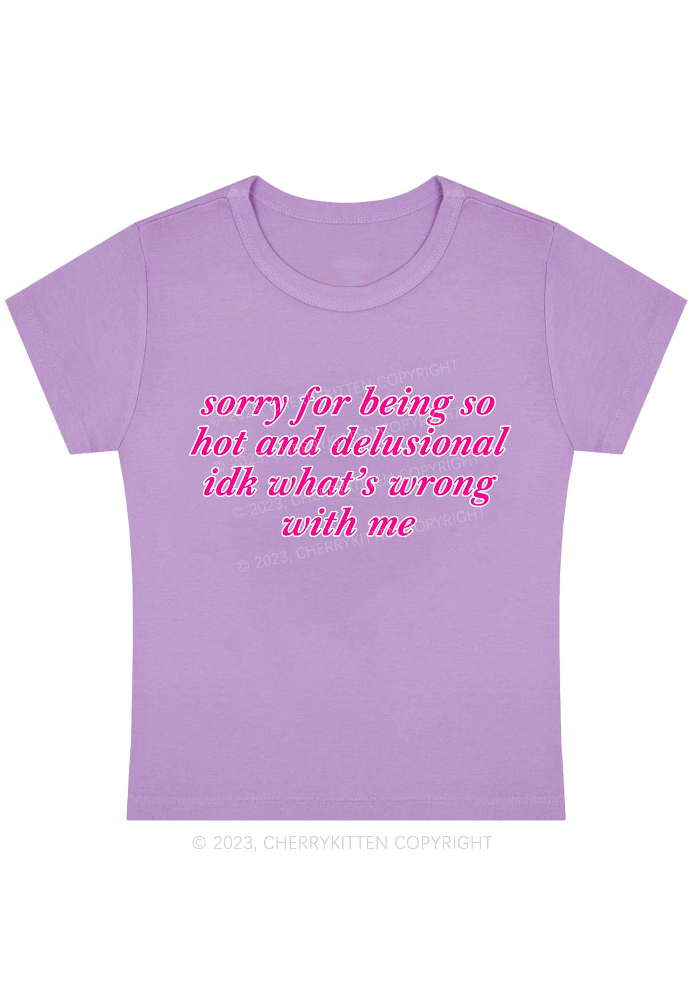 Curvy Sorry For Being So Hot And Delusional Y2K Baby Tee Cherrykitten