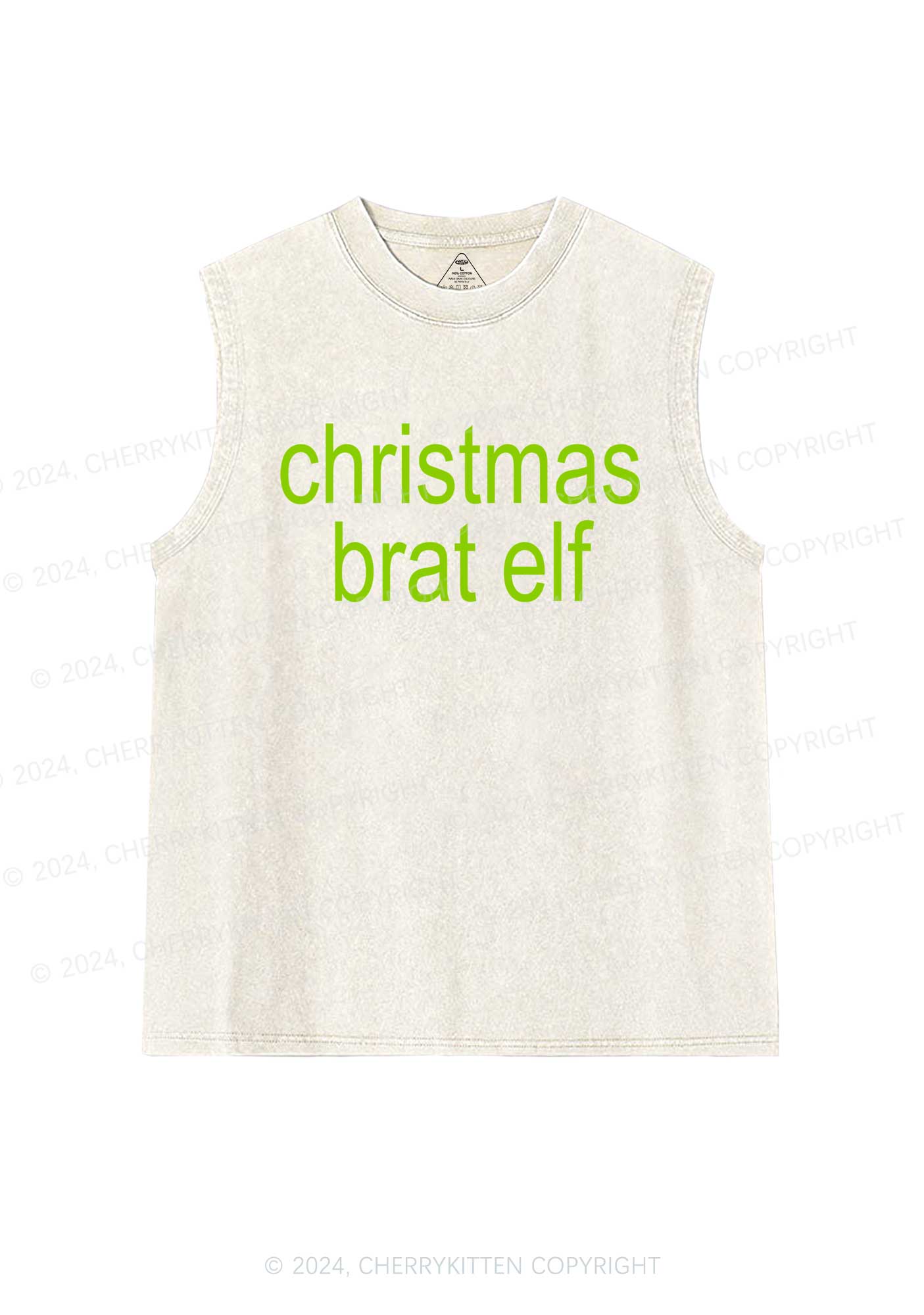 Christmas Brat Elf Y2K Washed Tank Cherrykitten