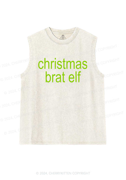 Christmas Brat Elf Y2K Washed Tank Cherrykitten