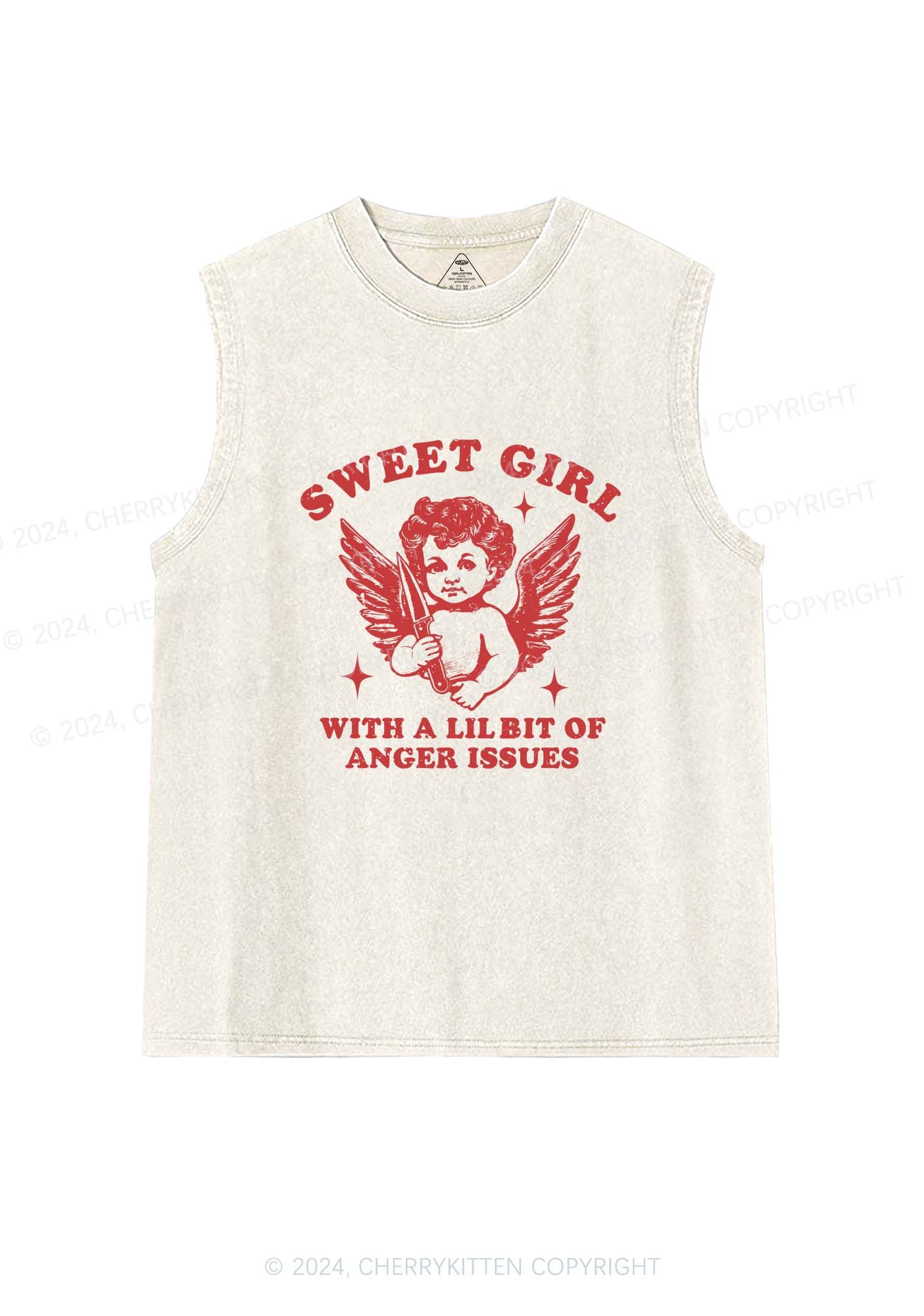 Sweet Girl With Anger Issues Y2K Washed Tank Cherrykitten