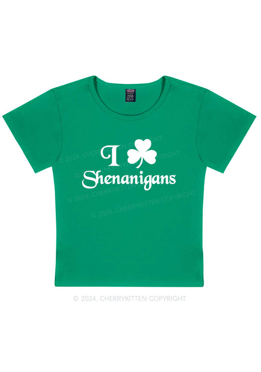 I Love Shenanigans St Patricks Y2K Baby Tee Cherrykitten