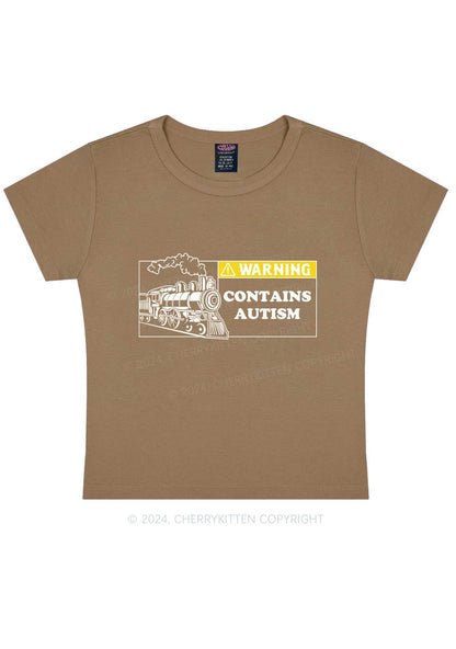 Warning Contains Autism Y2K Baby Tee Cherrykitten