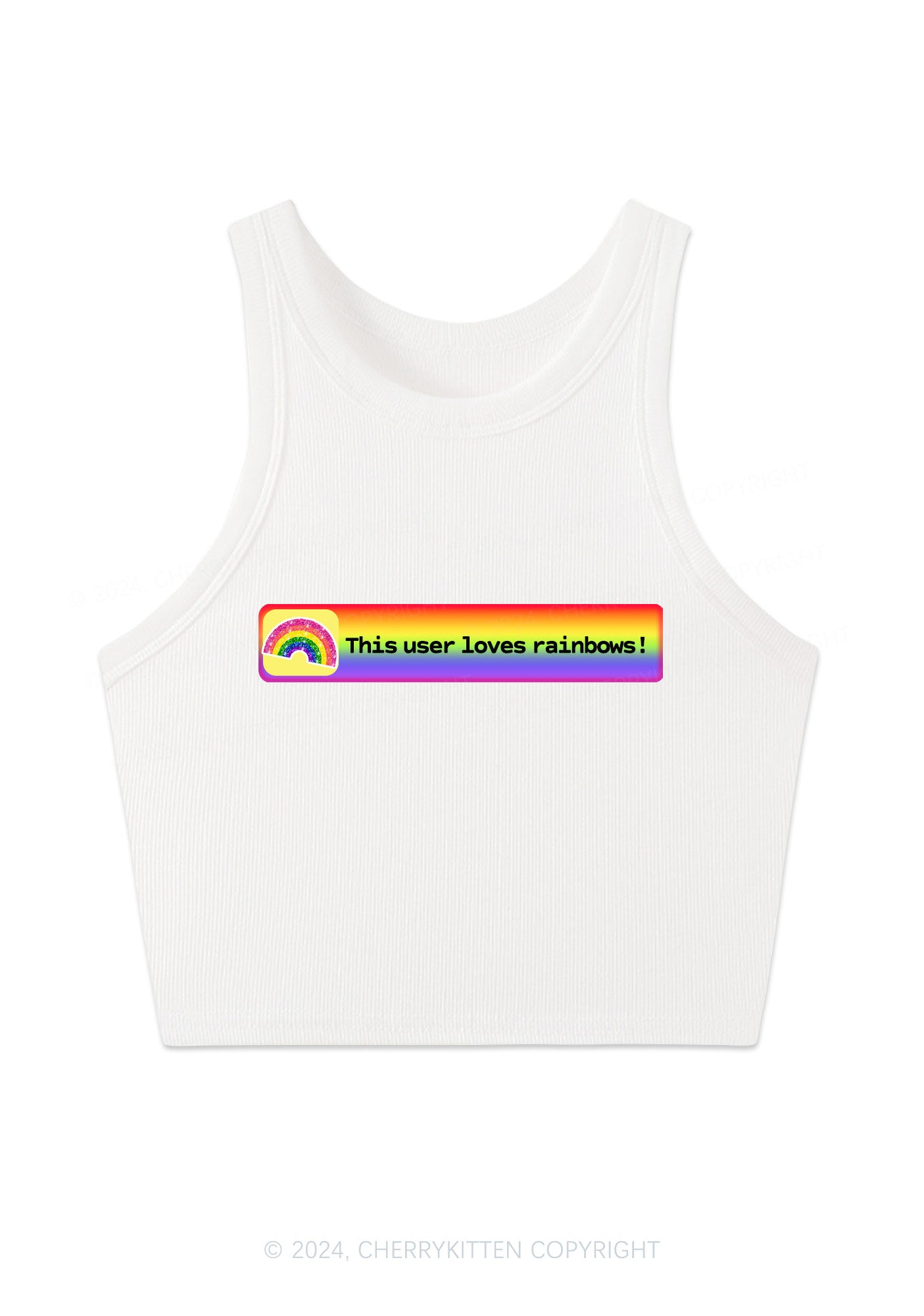 This User Loves Rainbows Y2K Crop Tank Top Cherrykitten