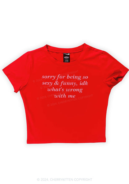 Glitter Sorry For Being So Funny Y2K Baby Tee Cherrykitten