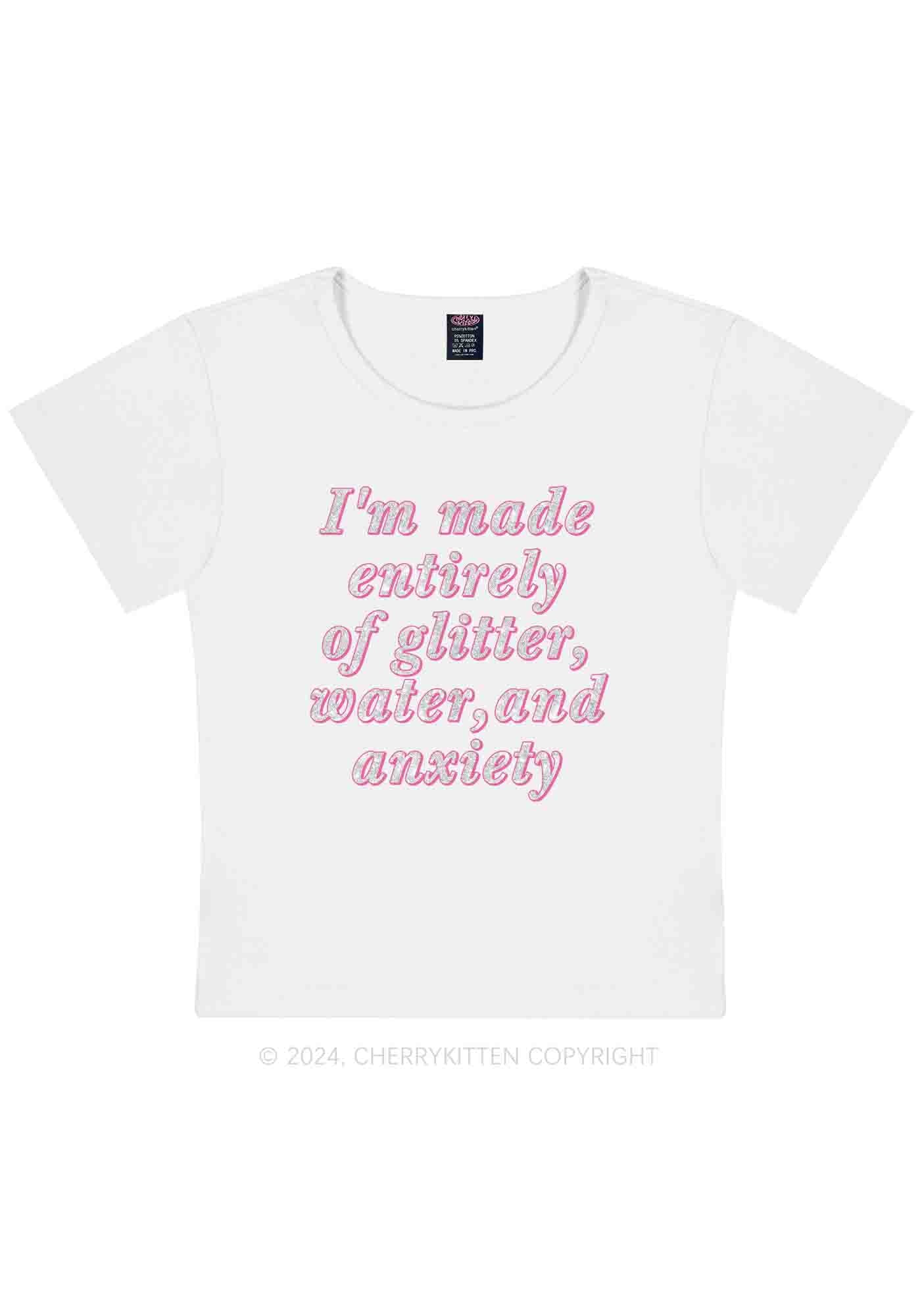 Glitter Water And Anxiety Y2K Baby Tee Cherrykitten