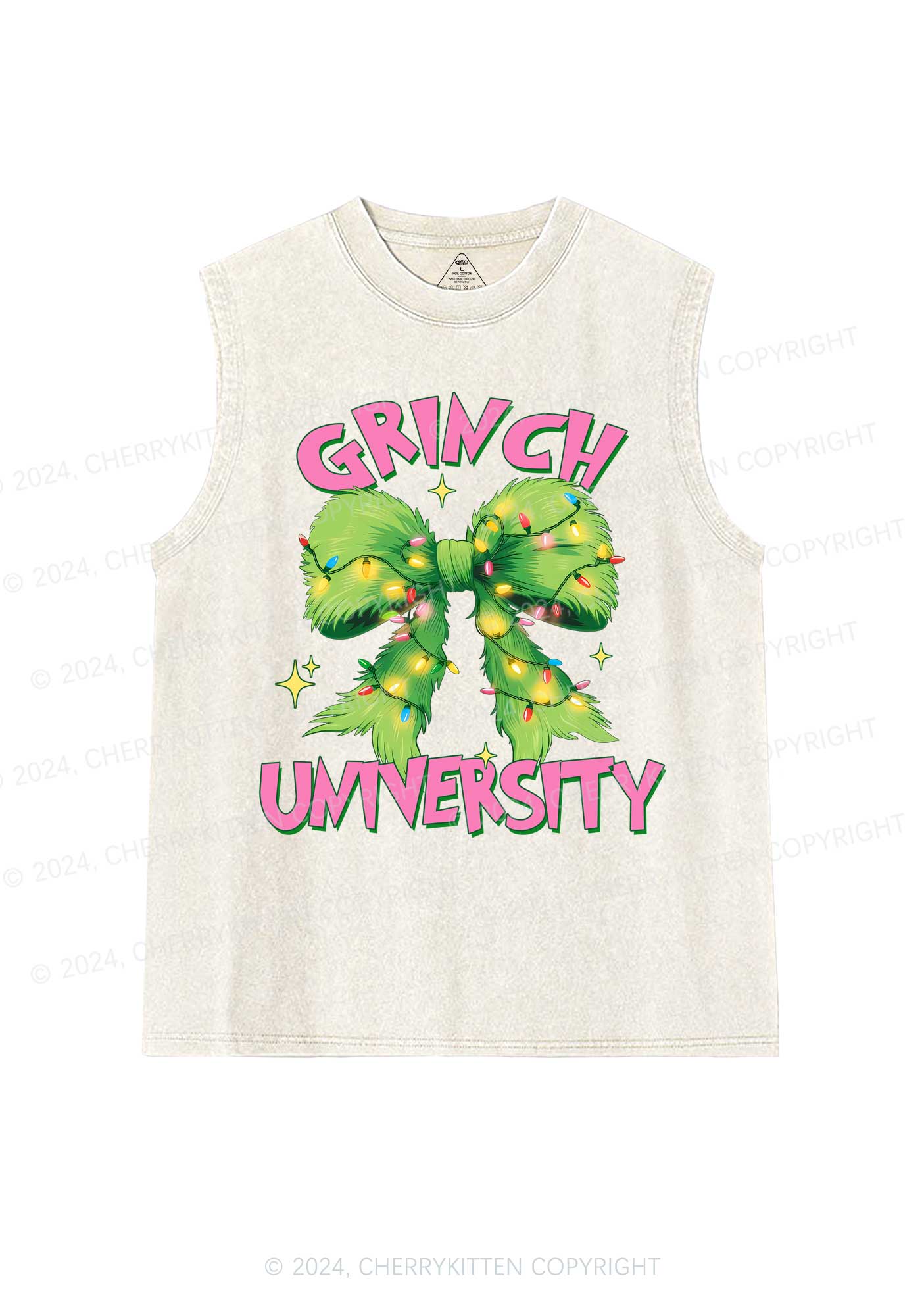 Christmas Green University Y2K Washed Tank Cherrykitten