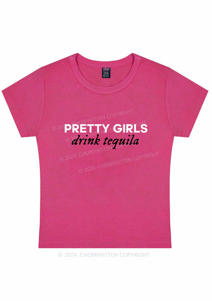 Pretty Girls Drink Tequila Y2K Baby Tee Cherrykitten