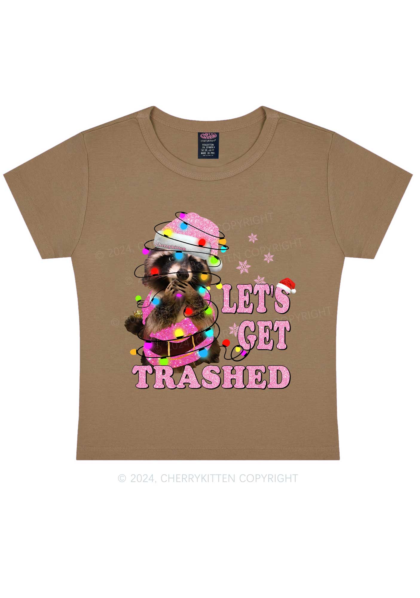 Christmas Let's Get Trashed Y2K Baby Tee Cherrykitten