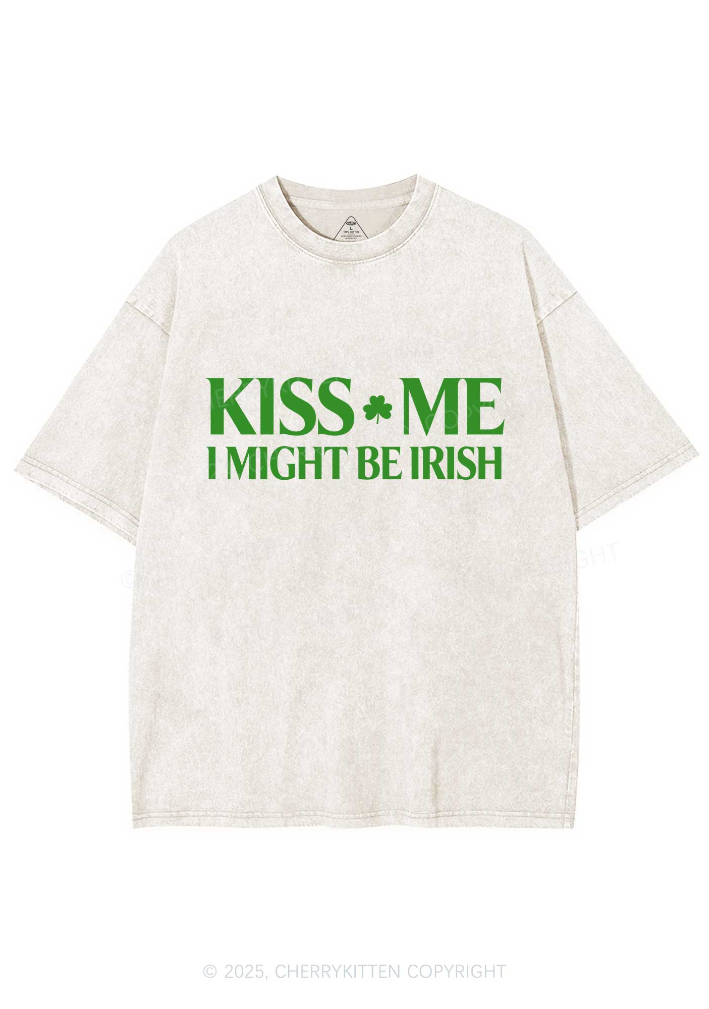 Kiss Me St Patricks Y2K Washed Tee Cherrykitten