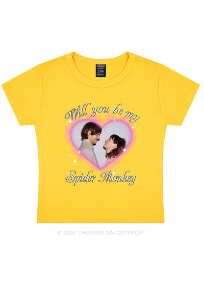 Spider Monkey Custom Photo Y2K Valentine's Day Baby Tee Cherrykitten