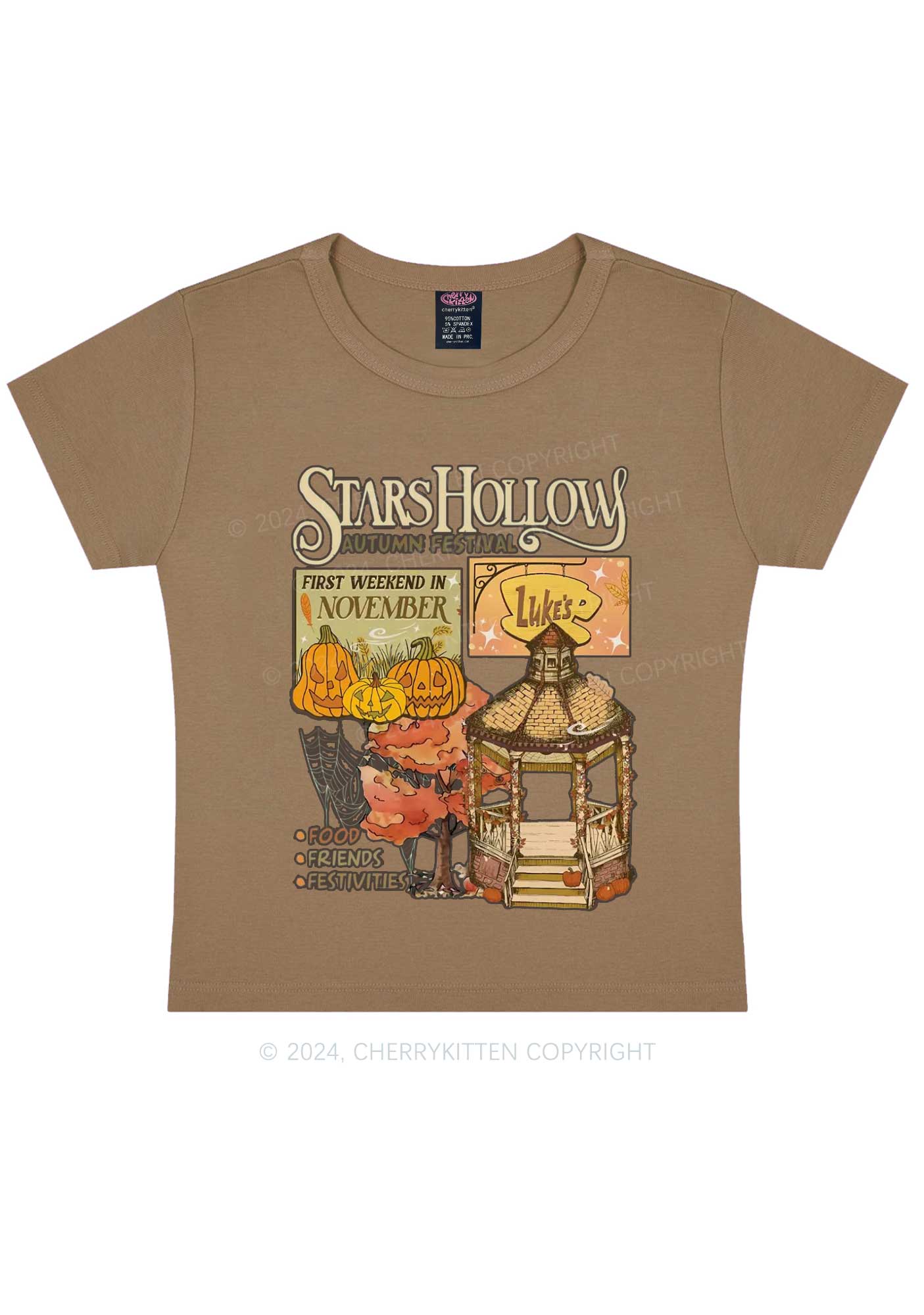 Halloween Stars Hollow Y2K Baby Tee Cherrykitten