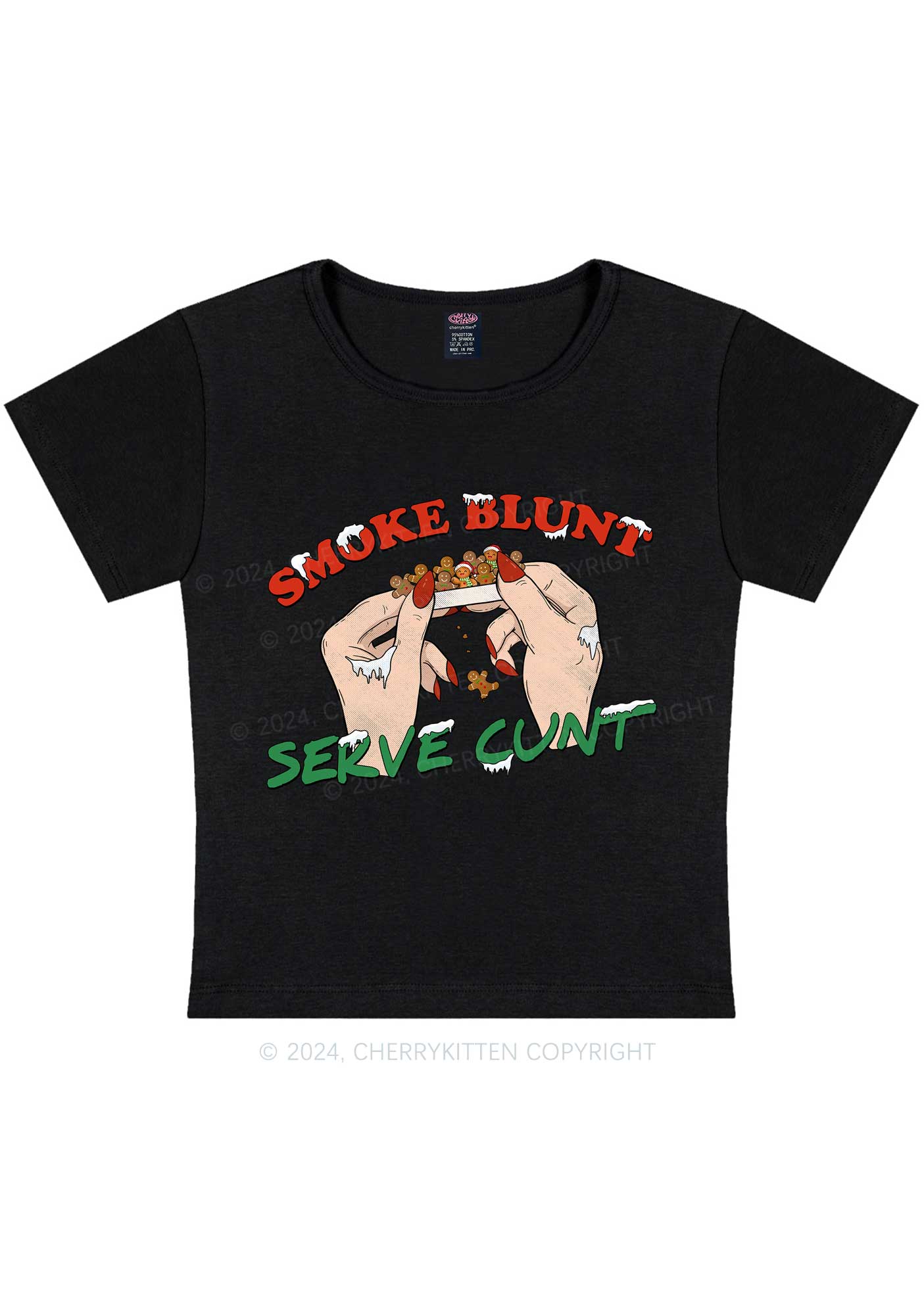 Christmas Smoke Blunt Y2K Baby Tee Cherrykitten