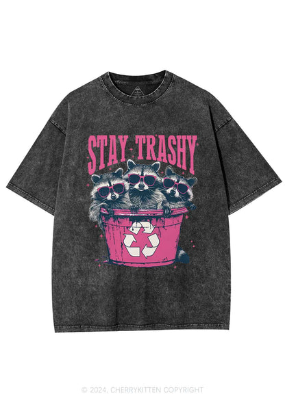 Three Raccoons Stay Trashy Y2K Washed Tee Cherrykitten