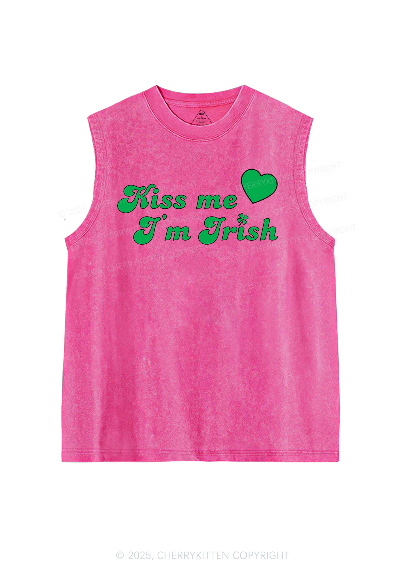 Kiss Me I'm Irish St Patricks Y2K Washed Tank Cherrykitten