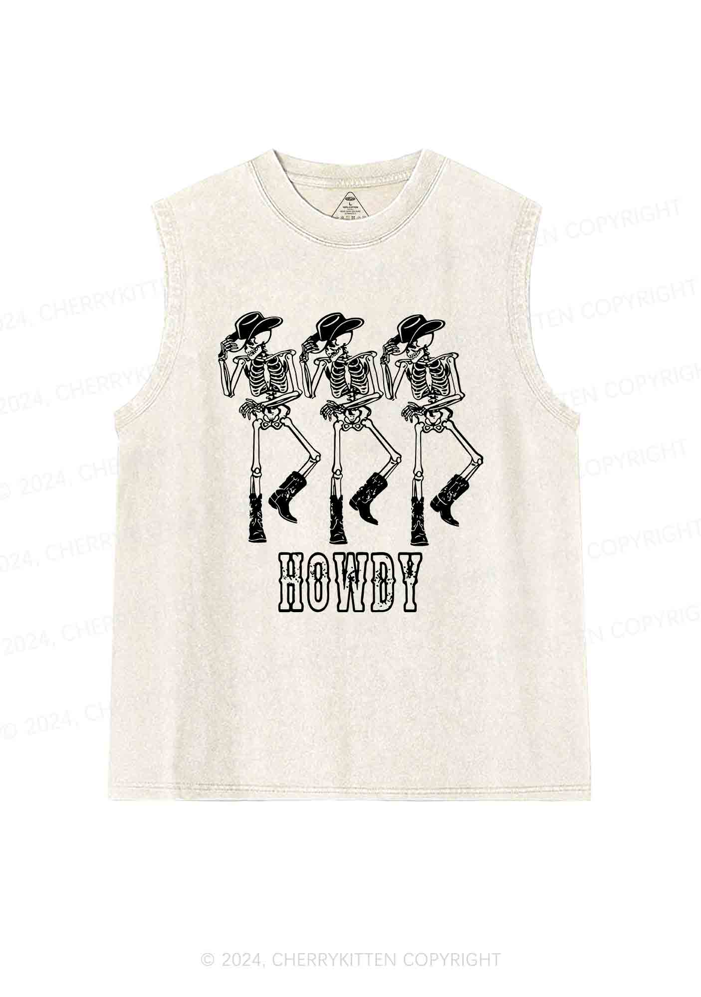 Halloween Howdy Dancing Skeletons Y2K Washed Tank Cherrykitten