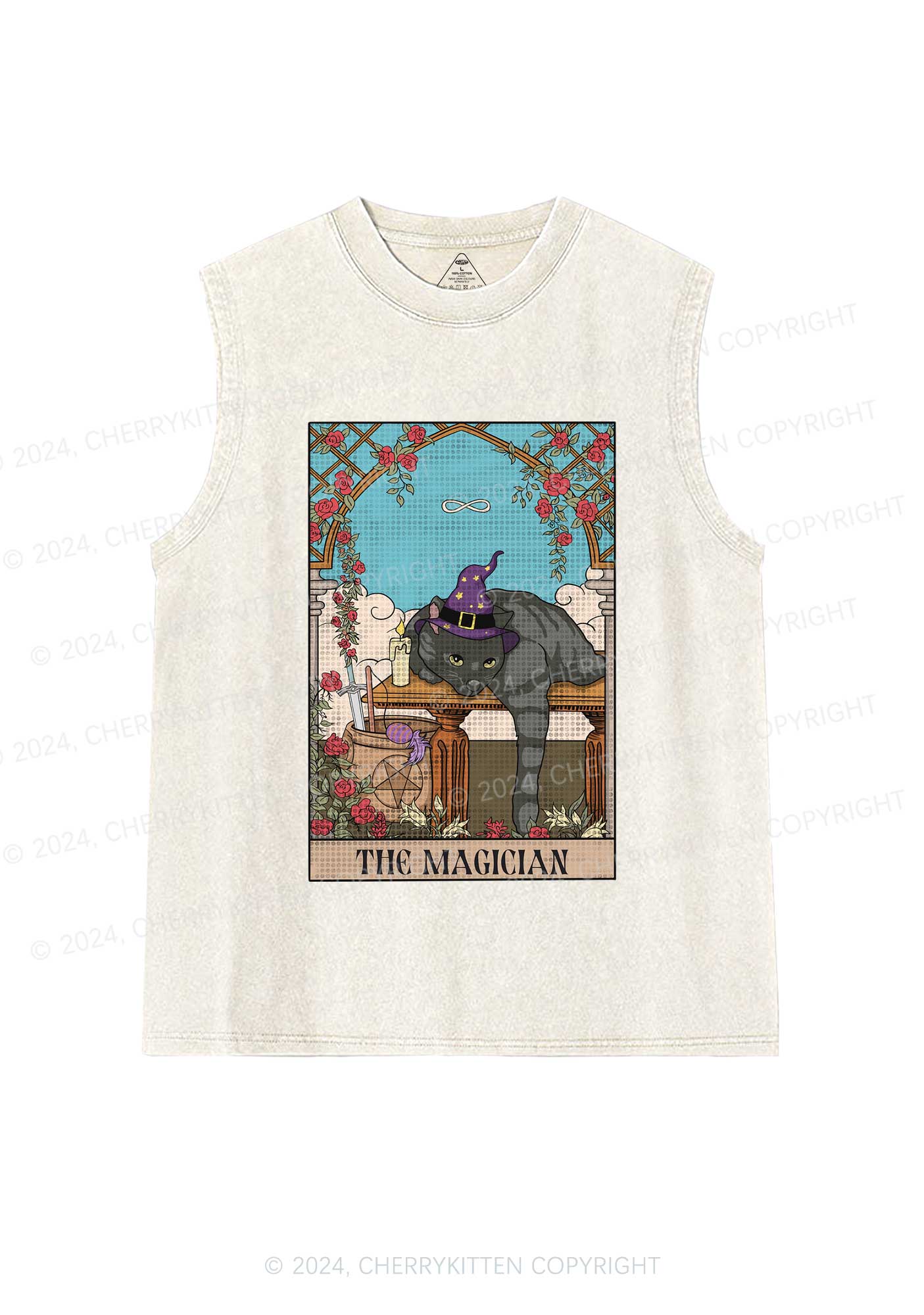 The Magician Cat Y2K Washed Tank Cherrykitten