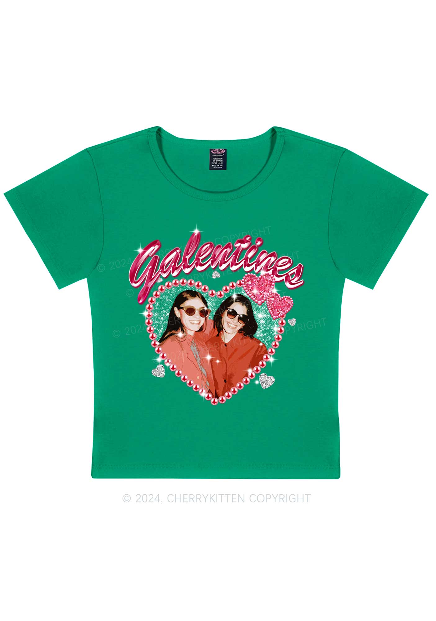 Custom Galentines Photo Y2K Valentine's Day Baby Tee Cherrykitten