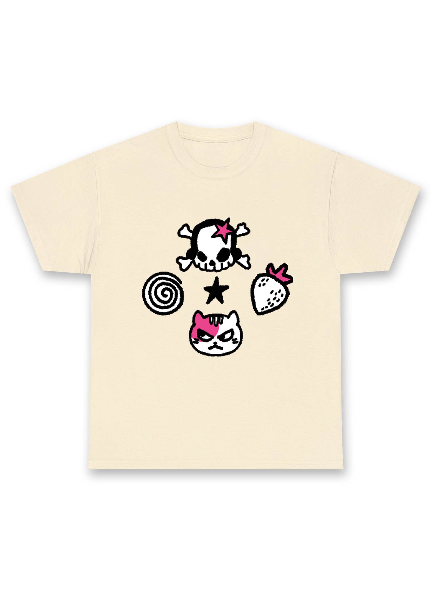 Skull Strawberry Cat Stars Chunky Shirt