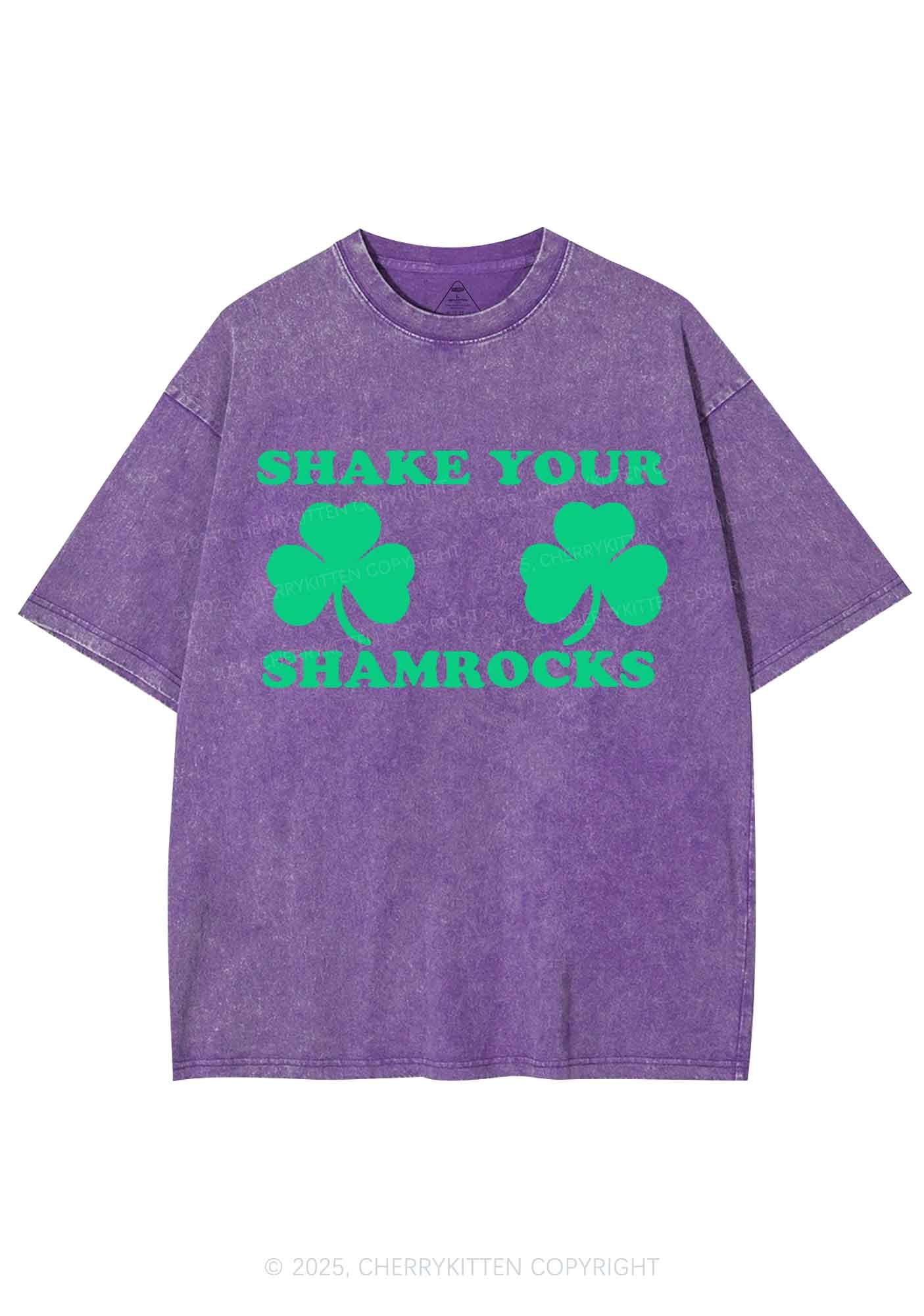 Shake Your Shamrocks St Patricks Y2K Washed Tee Cherrykitten