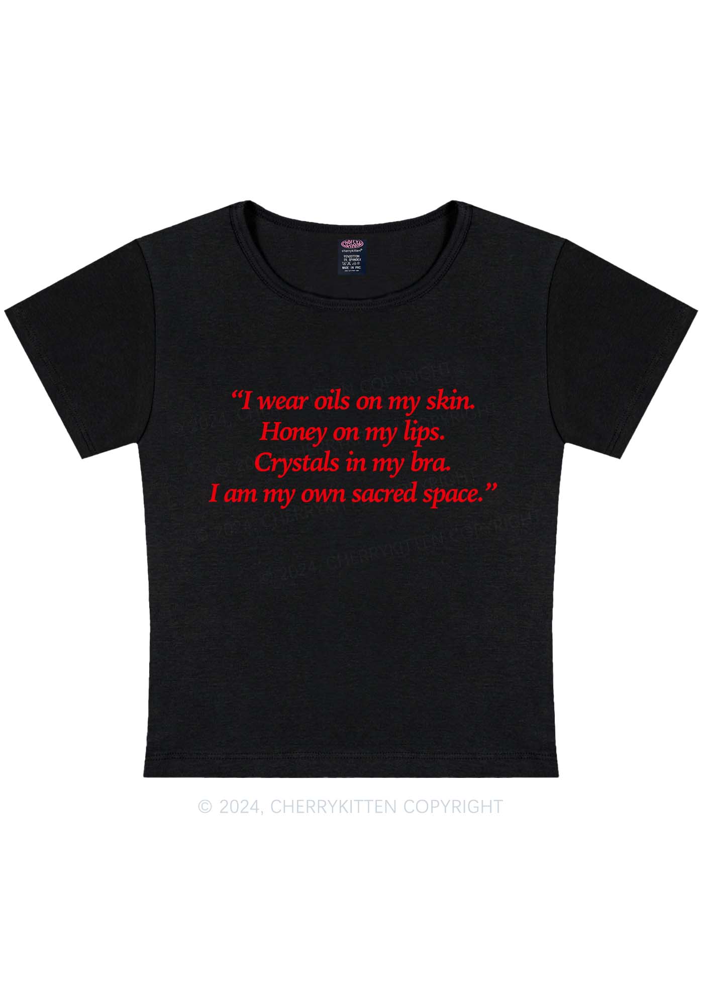 Curvy My Sacred Space Y2K Baby Tee Cherrykitten