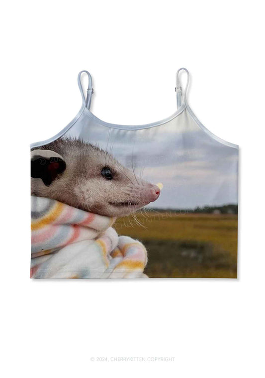 Cold Rat Y2K Print Cami Crop Top Cherrykitten