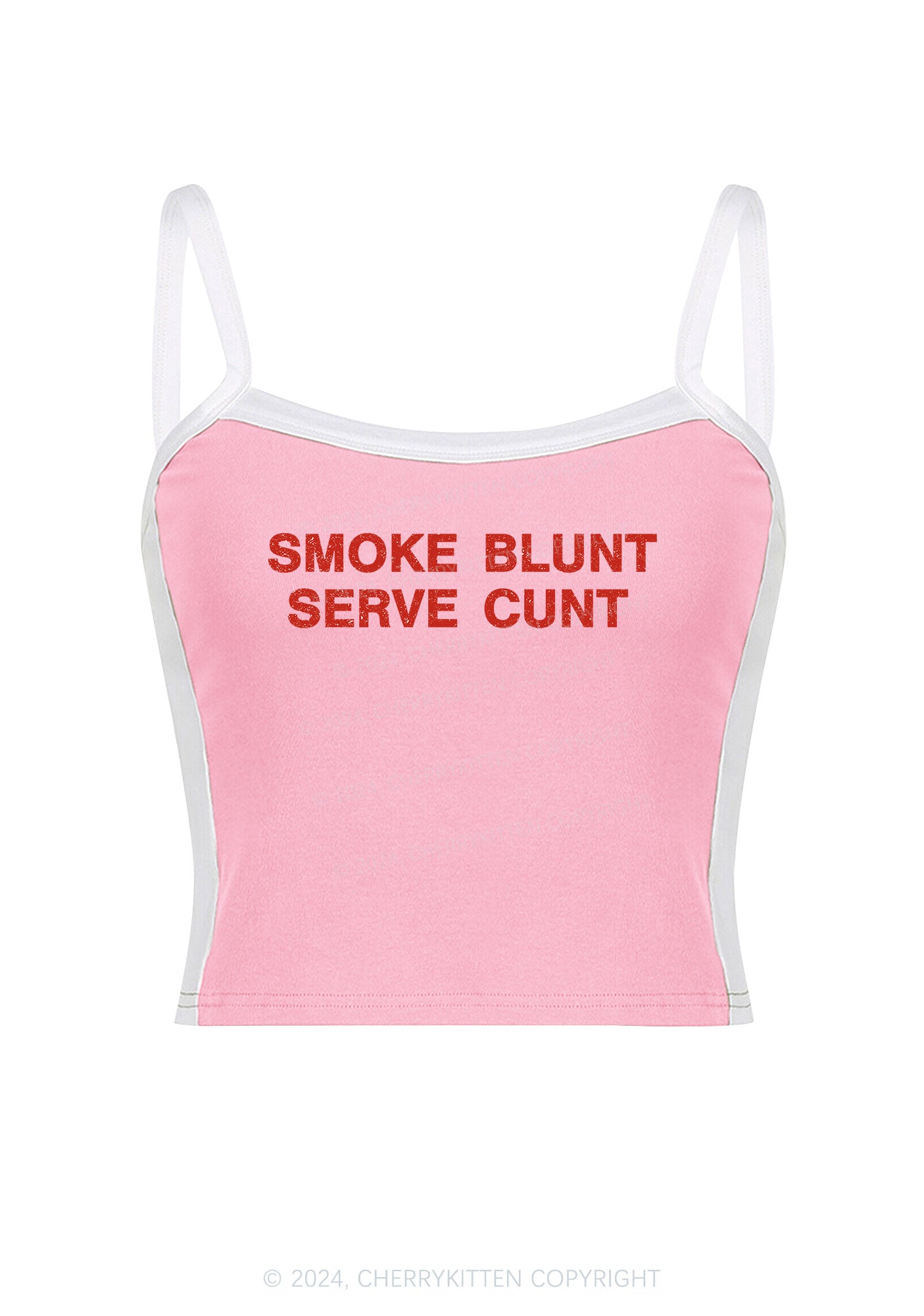 Smoke Blunt Y2K Color Block Crop Cami Top Cherrykitten