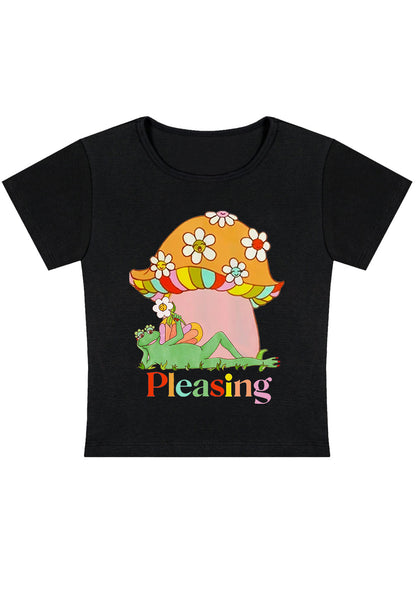 Curvy Pleasing Flowers Mushroom Frog Baby Tee