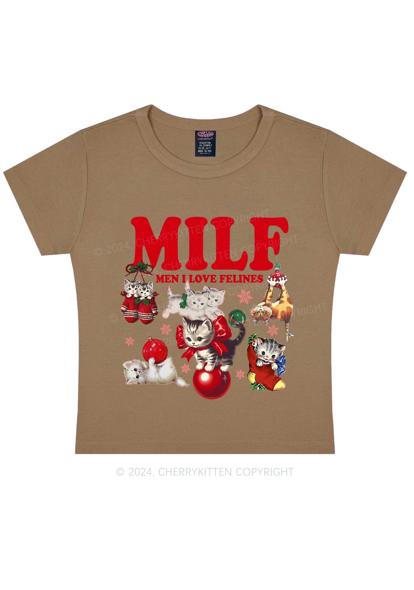 Christmas Cat Mxxf Y2K Baby Tee Cherrykitten