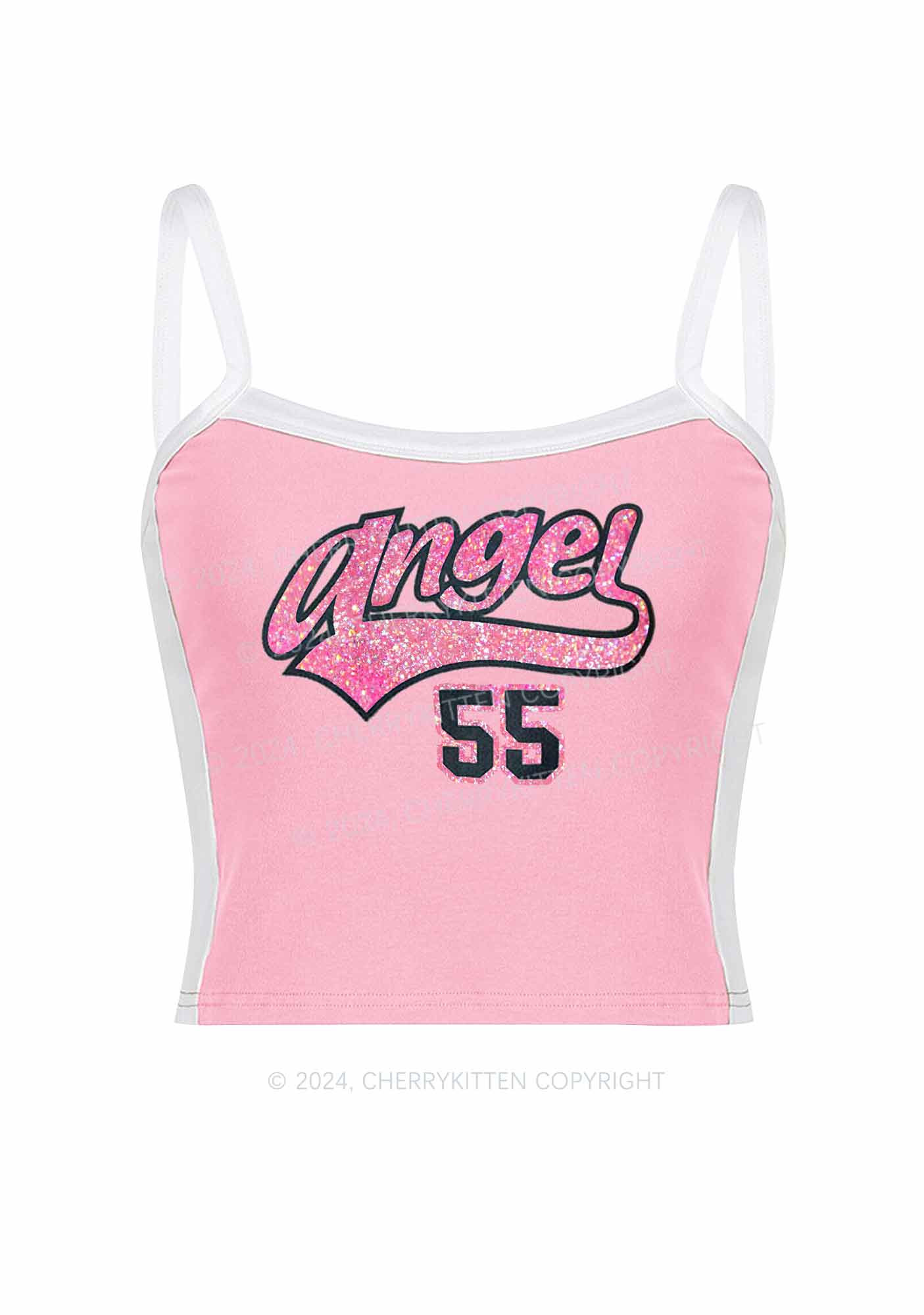 Angel Number Y2K Color Block Crop Cami Top Cherrykitten