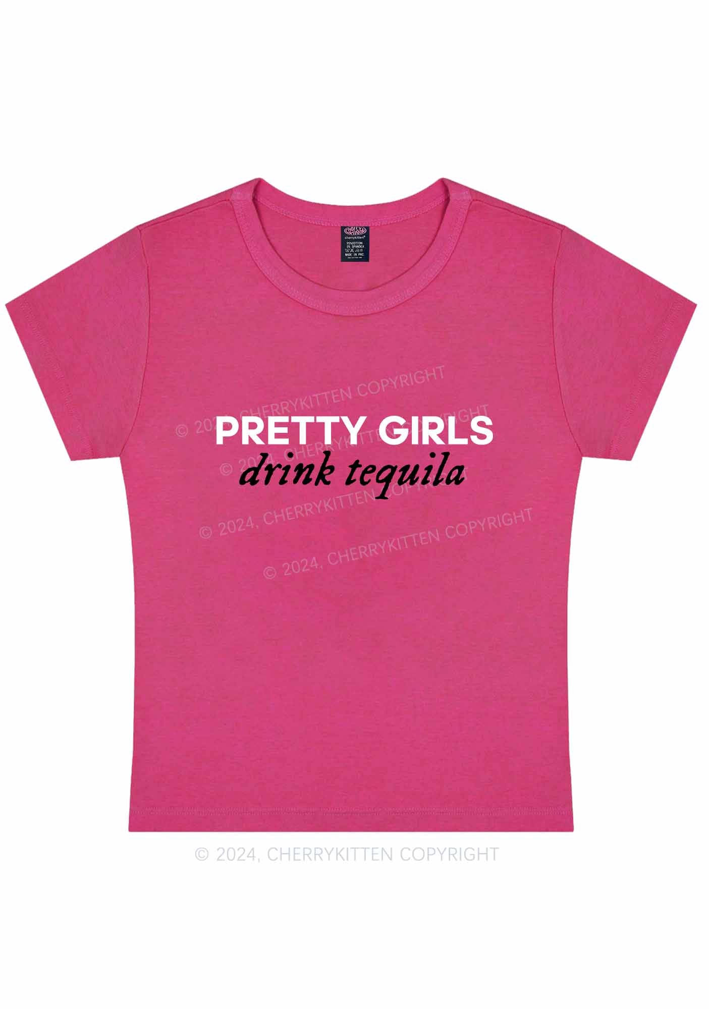 Curvy Pretty Girls Drink Tequila Y2K Baby Tee Cherrykitten