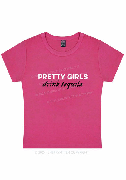 Curvy Pretty Girls Drink Tequila Y2K Baby Tee Cherrykitten