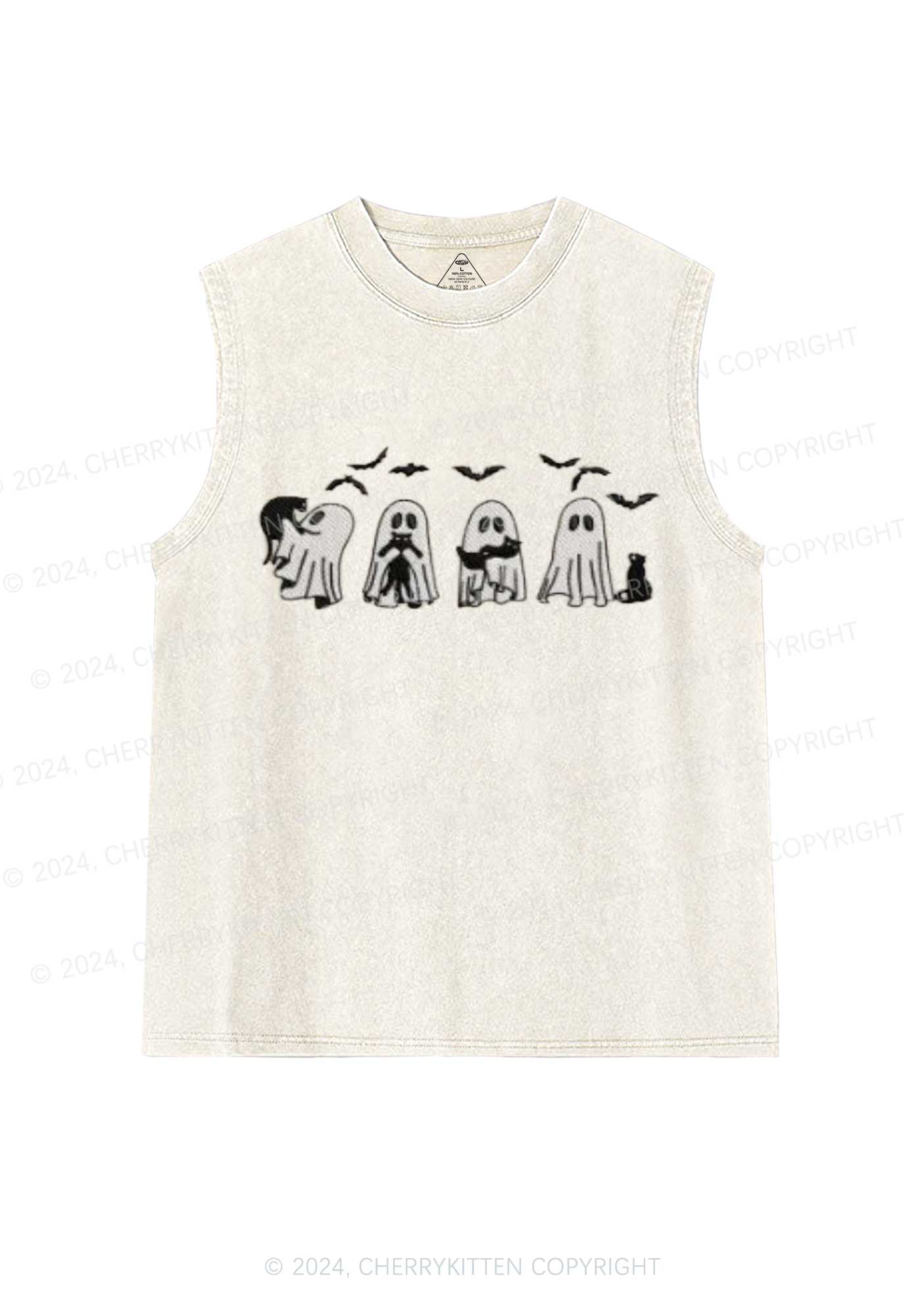 Halloween Ghost Cat Y2K Washed Tank Cherrykitten