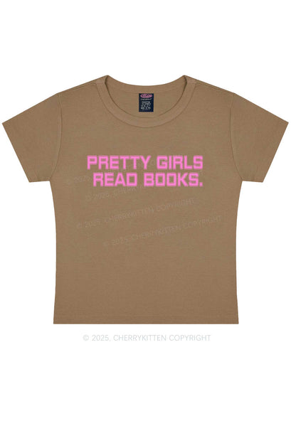 Pretty Girls Read Books Y2K Baby Tee Cherrykitten