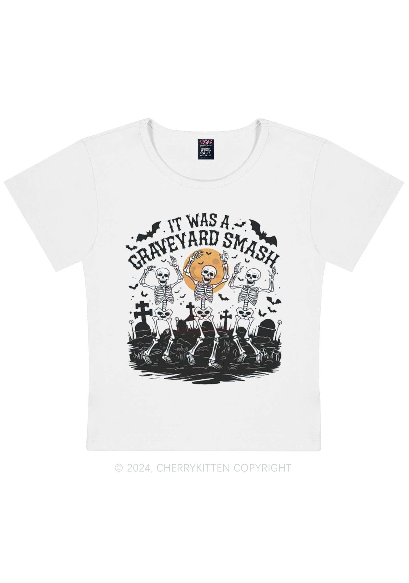 Halloween Graveyard Smash Y2K Baby Tee Cherrykitten