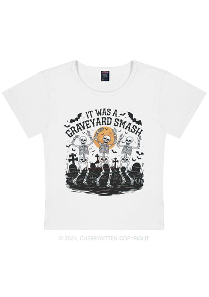 Halloween Graveyard Smash Y2K Baby Tee Cherrykitten