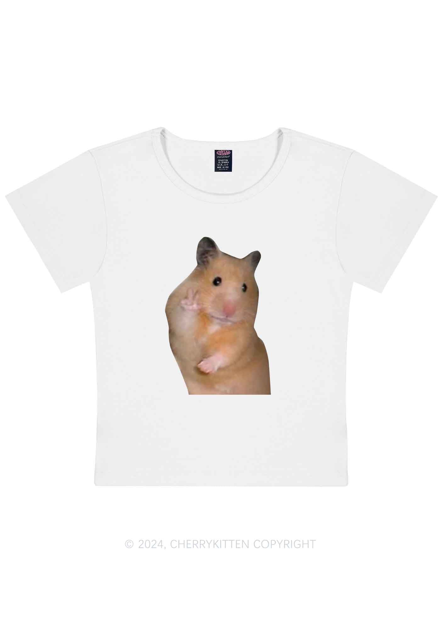 Curvy Peace Hamster Y2K Baby Tee Cherrykitten