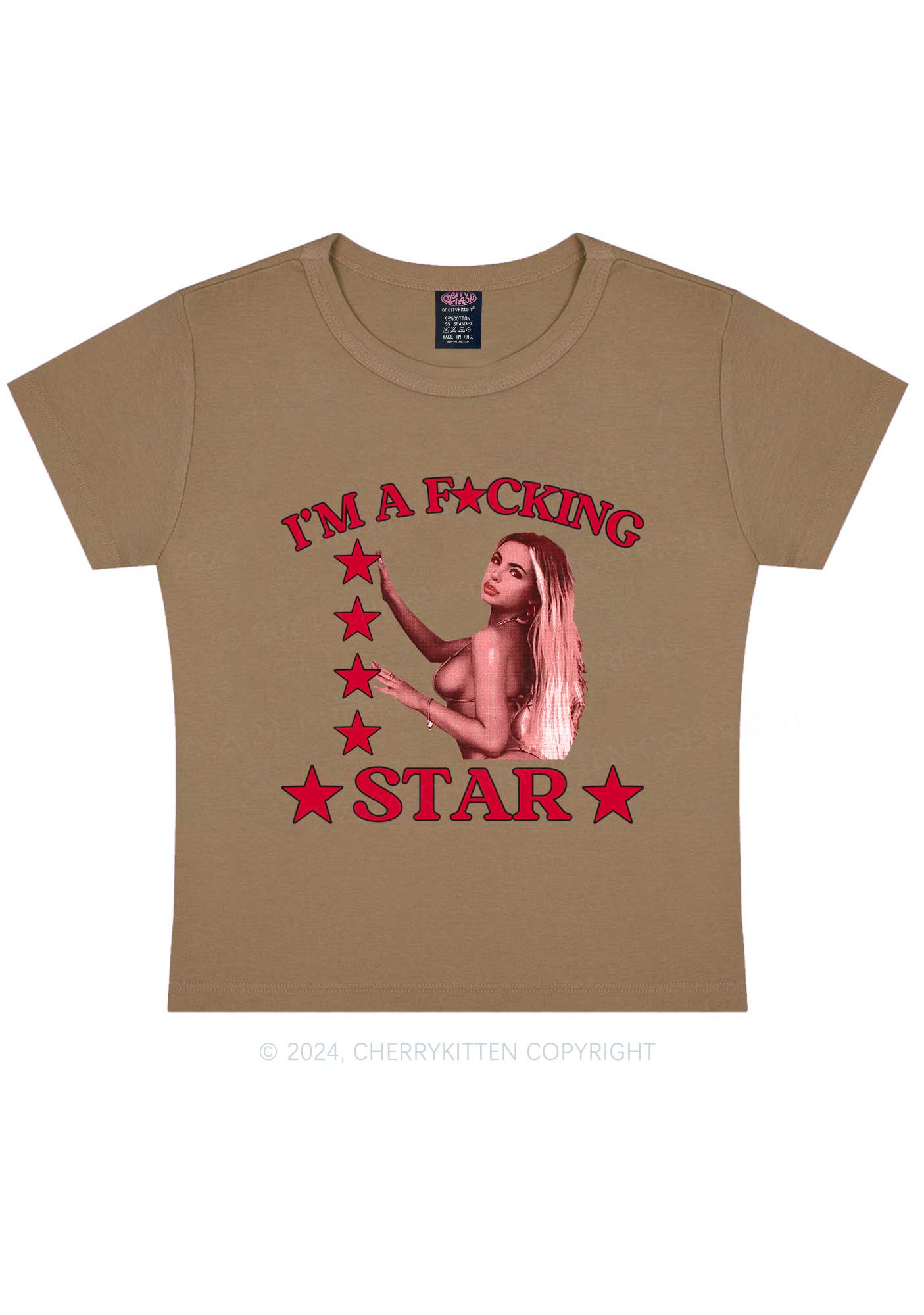 Custom Portrait Fxxking Star Y2K Baby Tee Cherrykitten