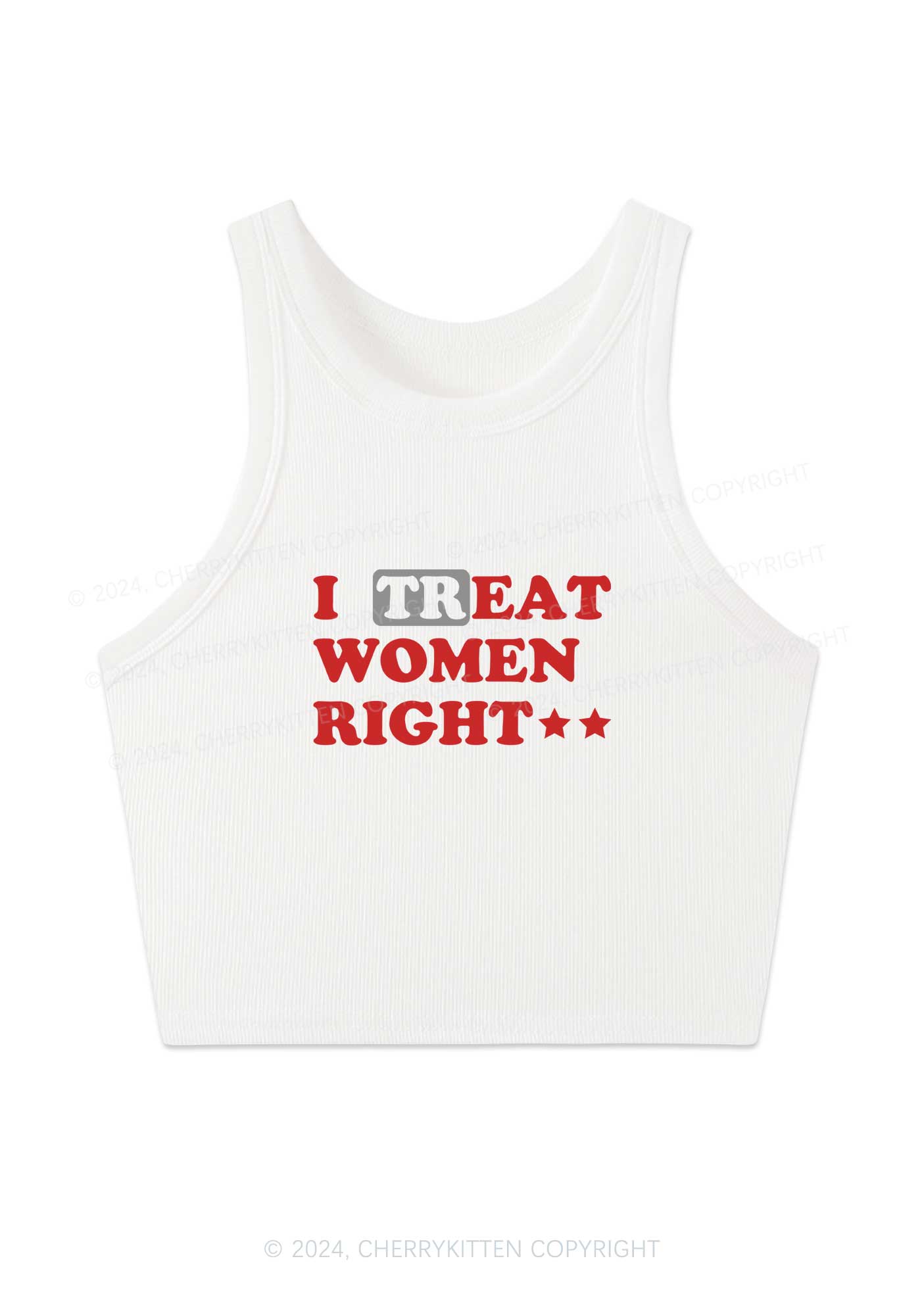 I Treat Women Right Y2K Crop Tank Top Cherrykitten