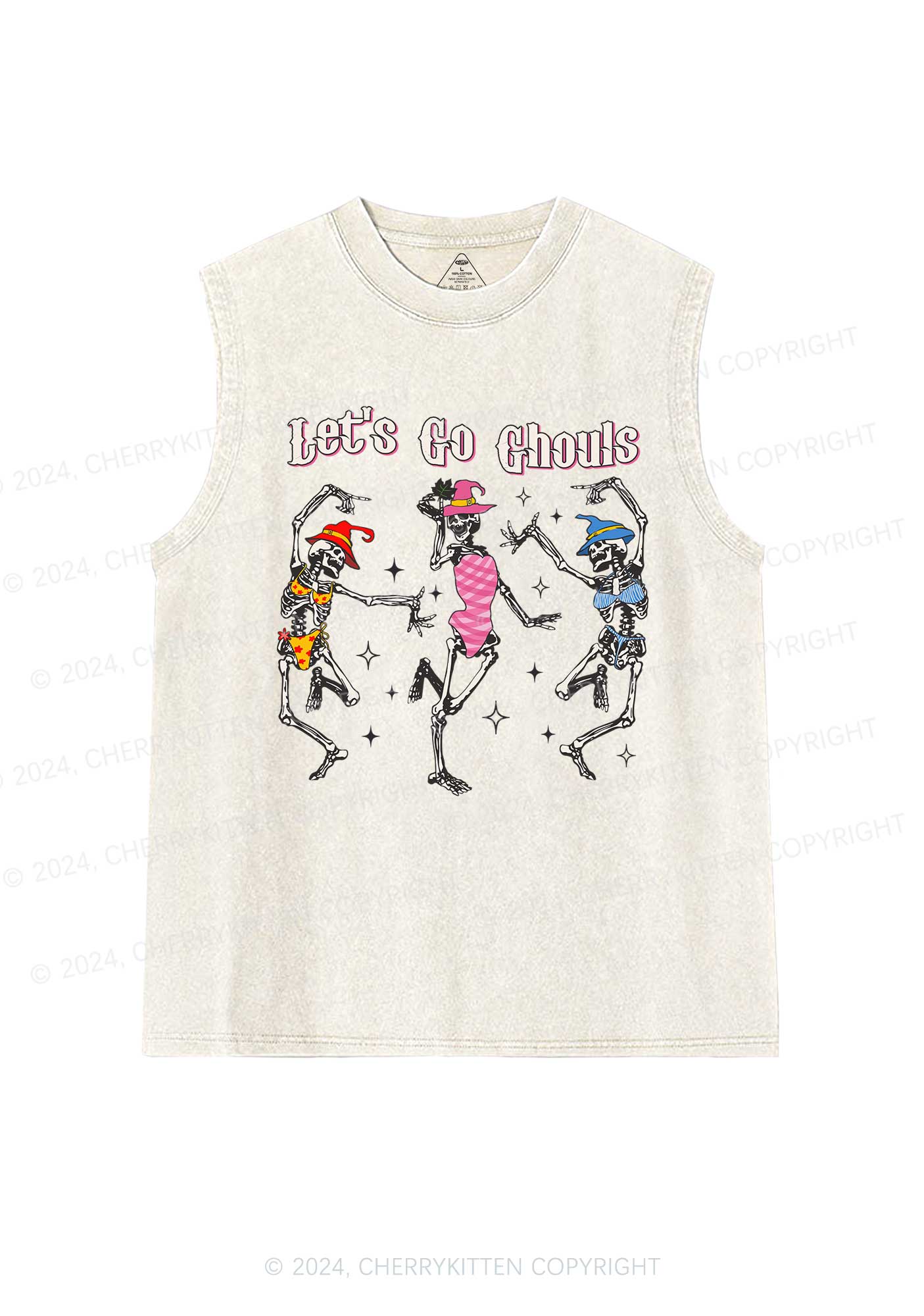 Halloween Let's Go Ghouls Y2K Washed Tank Cherrykitten