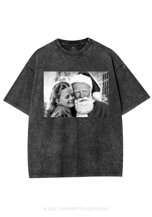 Christmas Santa Girl Y2K Washed Tee Cherrykitten