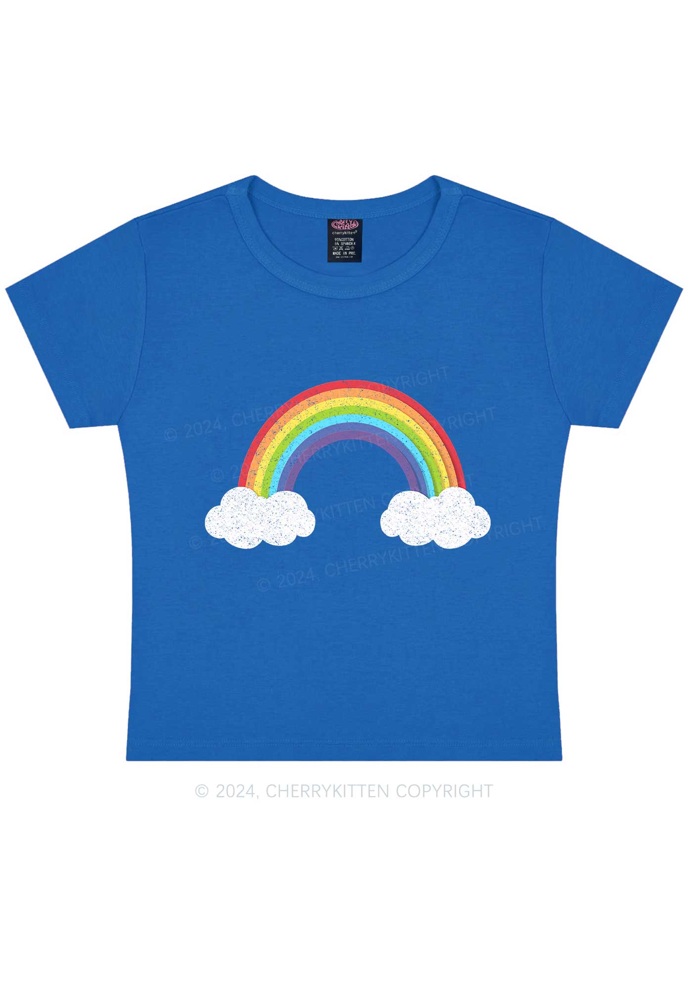 Rainbow Cloud Y2K Baby Tee Cherrykitten