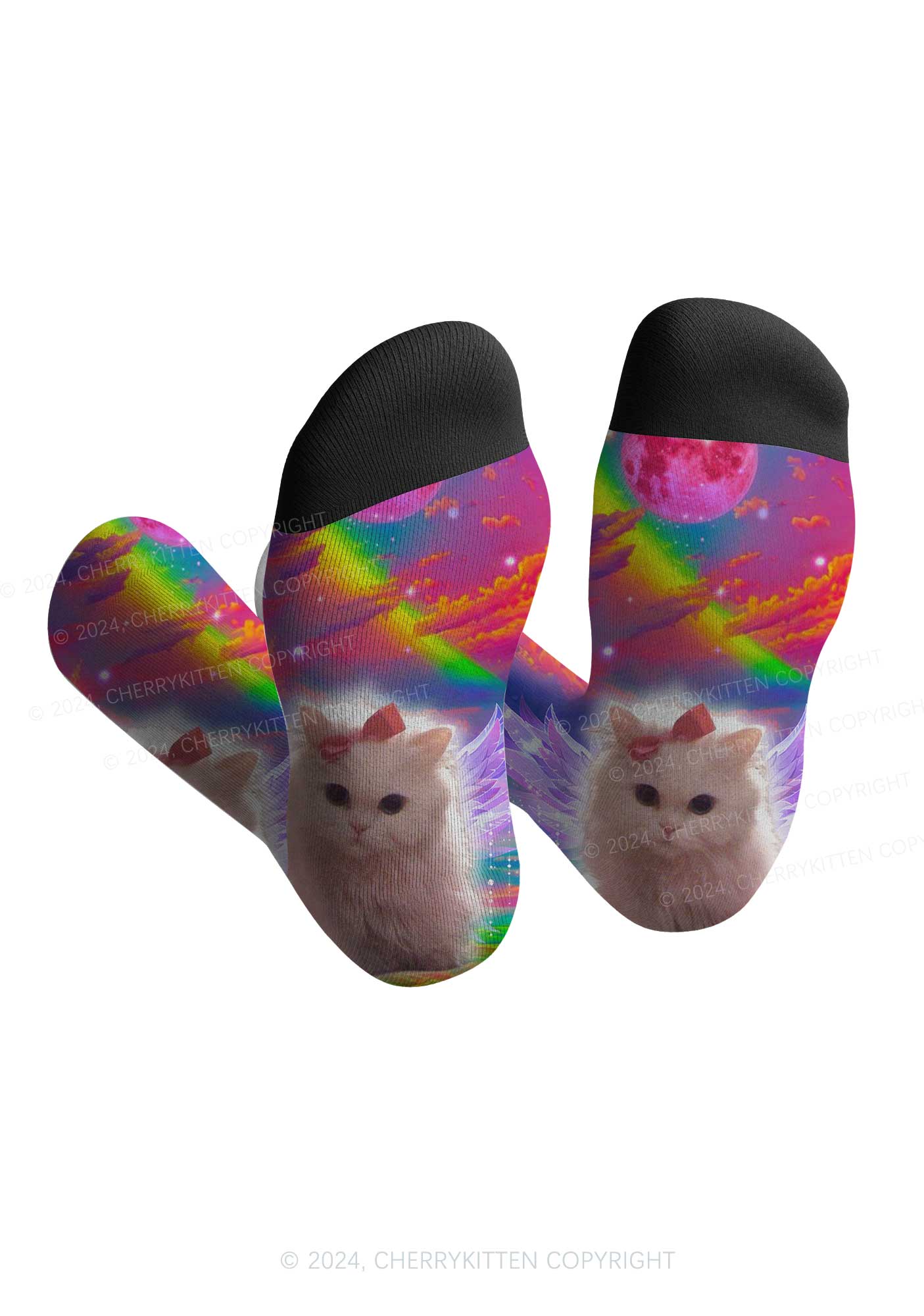 Space Kitten Y2K Digital Printed Socks Cherrykitten