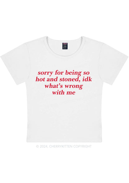 Curvy Sorry For Being Hot And Stoned Y2K Baby Tee Cherrykitten