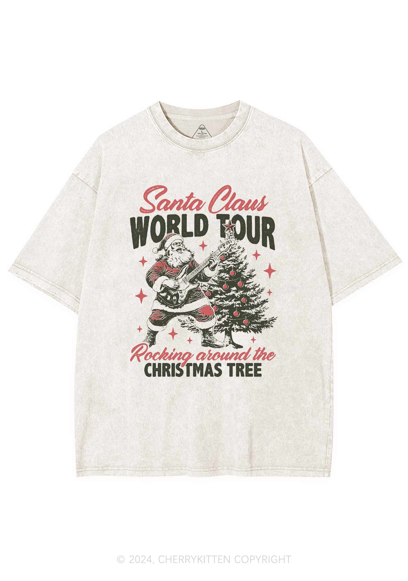 Christmas Santa Claus World Tour Y2K Washed Tee Cherrykitten