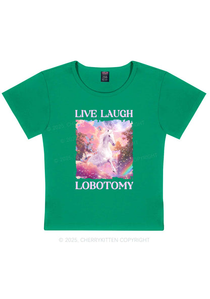 Live Laugh Lobotomy Unicorn Y2K Baby Tee Cherrykitten